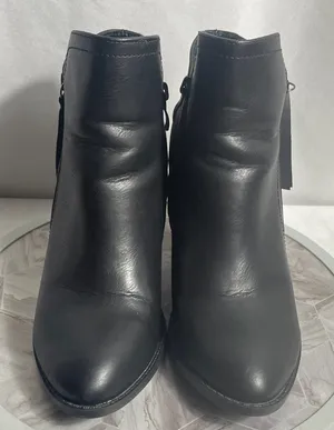 Buffy Black Ankle Booties Womens 8.5 Chunky Heel Side Zip Faux Leather thumbnail 1