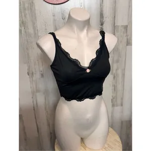 Romwe Black Lace Trim Crop Cami Top – Size S (US 4) thumbnail 5