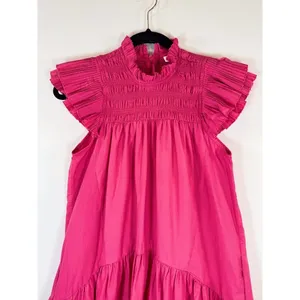 Love The Label Dress Pink Poppy Mini Smocked Flutter A Line Barbiecore Small thumbnail 8
