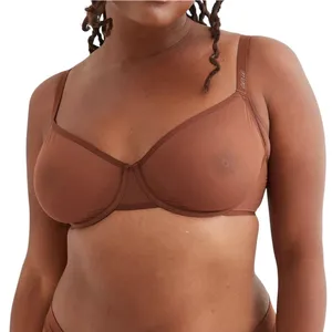 New Aerie SMOOTHEZ Mesh Unlined Underwire Balconette Bra Brown Size 36C thumbnail 1