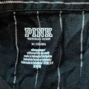 PINK Victoria's Secret Sleep Shirt‎ Womens Medium Black Silver Pajama Top Button thumbnail 4