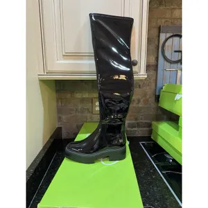 SAM EDELMAN Lydia Black Patent Knee Over the Boot Size 7 thumbnail 4