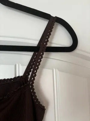 Brown Ribbed Dress with Rose Detail thumbnail 3