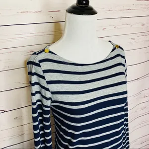 J. Crew Navy Blue & Gray Stripe Painter Tee Long Sleeve T-Shirt Top Size Small thumbnail 4