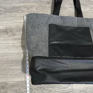 DSW Gray Textured Felt Weekender Tote‎ Travel Bag With Compartment 18x16x7 in thumbnail 10