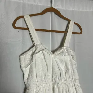Madewell White Lace Trim Eyelet Midi Dress Sweetheart Neckline 100%‎ Cotton 2 thumbnail 4
