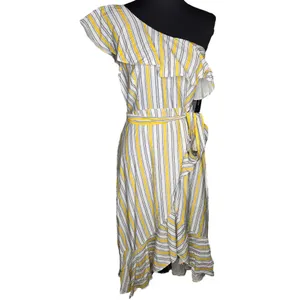 Lulus High Tide Yellow Striped One Shoulder Midi Dress‎ thumbnail 2
