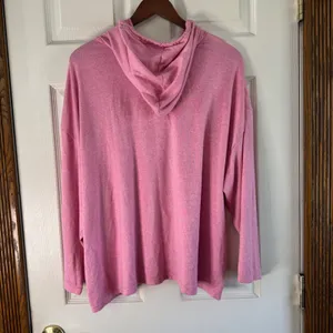 MUK LUKS Hoodie Pullover Top Keyhole Drawstring Pink Comfy Athleisure‎ 2X thumbnail 6
