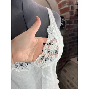 camisole slip white cotton sheer lace at bust thumbnail 4