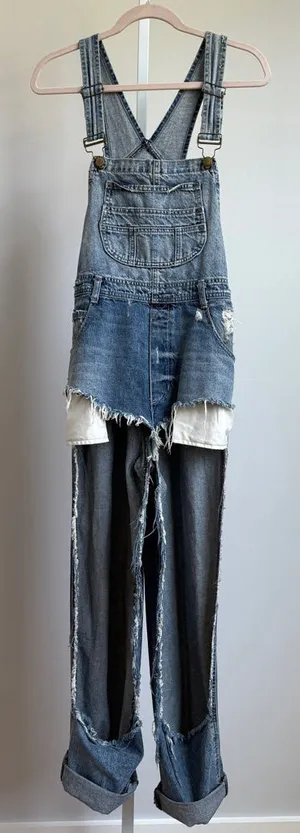Carmar sz S blue distressed cutout cottagecore Denim Overalls‎ thumbnail 1