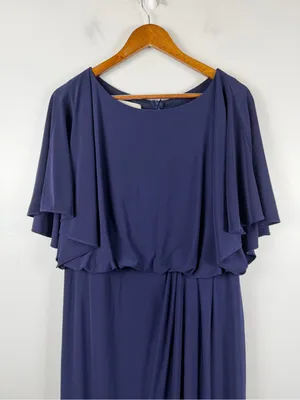 Anthropologie BHLDN Lena Jersey Flutter Sleeve Formal Maxi Dress Navy Size 14 thumbnail 4