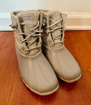 Light Grey Sperry Quilted Nylon Duck Boots thumbnail 1