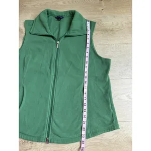 EUC Womens Lands End green fleece vest full zip outdoors hiking size L 14-16 thumbnail 4
