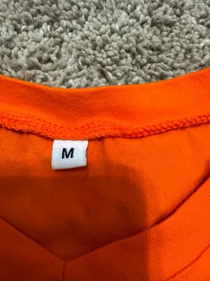 Graphic V-Neck Tee - Orange with White Script woman size M thumbnail 4