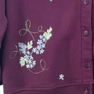 Vintage Embroidered Jog Set Size 1X Straight Leg Wine Cottagecore Fall Cozy Warm thumbnail 4