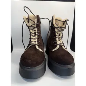 Steve Madden Jazmin faux fur-lined‎ suede lace-up side zip combat boots thumbnail 2