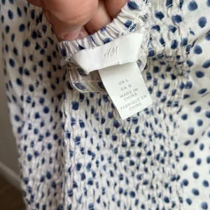 H&M Linen Blend Polka Dot Blouse White Lightweight‎ Summer Casual Chic Sz L thumbnail 8