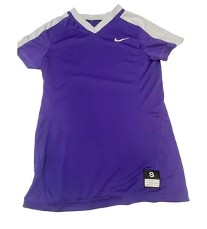 Nike Dri-FIT Purple Grey V-Neck Performance Jersey Shirt 707183-544 Womens Small thumbnail 1