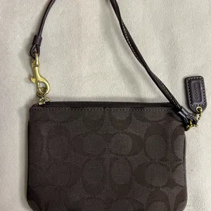 ✨ COACH Signature C Brown Canvas Wristlet | Leather Trim | Classic Logo ✨ thumbnail 4