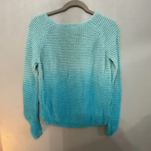Hollister Womens Sweater Blue Ombre Dip Dye V-Neck Shaker Knit Size Small thumbnail 3