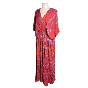 NWT EASEL Women’s Boho Red Multi Floral Maxi Dress thumbnail 7