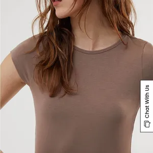 PS Basics by Pacsun Nicole Baby Short Sleeve Crew Neck Brown T-Shirt Medium Y2K thumbnail 4