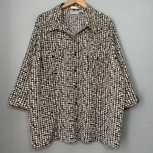 Apparenza Plus Size 24W Stretch Geometric Retro Polka Dot Artsy Y2K Disco Top thumbnail 1