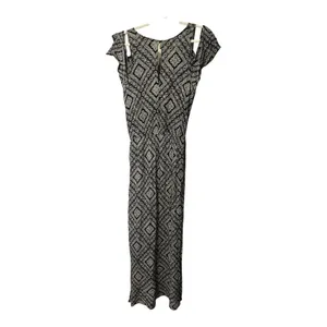 AQUA Black/White‎ Printed Maxi Dress, Large thumbnail 4