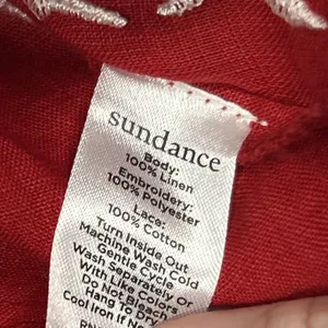 Sundance Blouse Womens XS Linen Embroidered Peasant Boho Top Red Oversized thumbnail 7