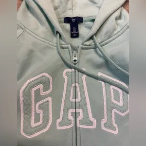 Women’s GAP Logo Zip-Up Hoodie, Mint Green thumbnail 2