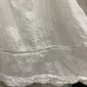 Soft Surroundings White Floral Embroidered Lace Trim Crepe Midi Skirt Large Boho thumbnail 6