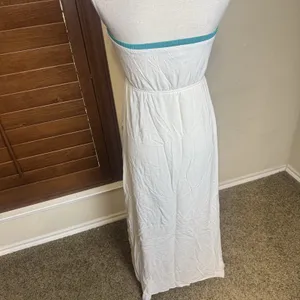 FLYING TOMATO Maxi Dress‎ Strapless Turquoise White Lace Embroidered Long Sz S thumbnail 6