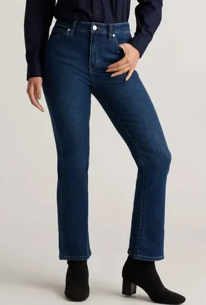 Quince Bella Stretch Kick Flare In Deep Rinse Jean thumbnail 1