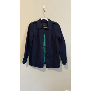 Talbots Rain Trench Coat Jacket Women Size XS Blue Button Up Military Preppy thumbnail 4