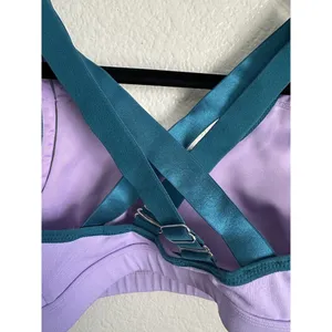 Fabletics Sports Bra Womens XXS Purple Teal Crossback Adjustable Gym Yoga thumbnail 5