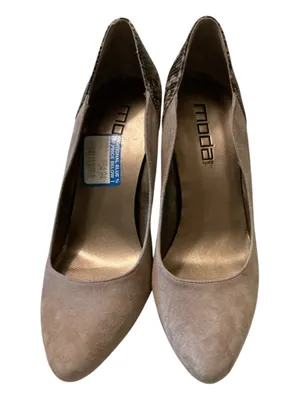 NIB Moda Spana Lexi Taupe Suede & Faux Snakeskin Pump Heels - Size 9M thumbnail 1