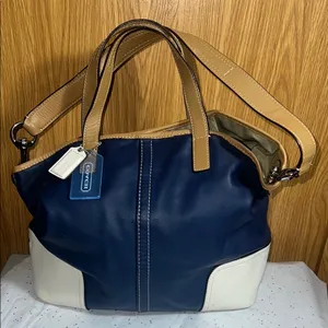 Coach Blue and Tan Shoulder Bag with Chic Design thumbnail 2