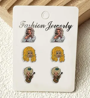 NWT Dolly Parton Earrings Set – Country Music 3 pairs of Stud Earrings thumbnail 1
