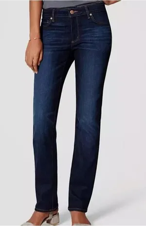 Loft EUC Women's Dark Wash Curvy Straight Leg Jeans Size 30/10 thumbnail 1