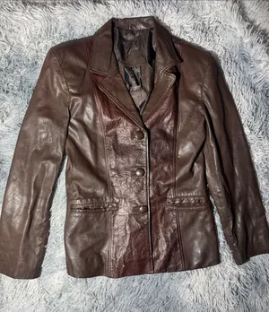 Women's Two-Tone Brown Leather Blazer Jacket. 🚨Limited liquidation🚨 thumbnail 1