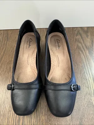 Clarks Black Leather Low Block Heel Marilyn Nora Pumps size 6 thumbnail 3