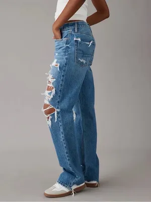 American Eagle Low Rise Ex Boyfriend Jean in Destroy Your Blues Size 6 Short NWT thumbnail 3