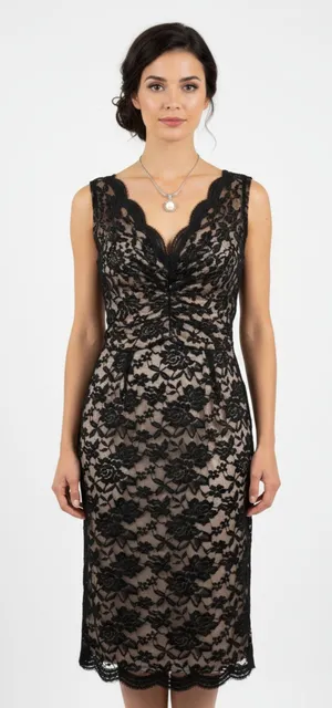 Calvin Klein Black Sheer Lace Cocktail Occassion Dress 4 thumbnail 1