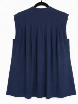 Banana Republic Navy Sleeveless Button-Front Blouse thumbnail 4