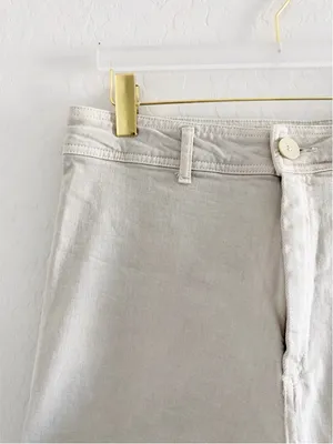 ZARA High Waisted Marine Cargo Jeans Raw Hem Khaki Beige Wide Leg Retro‎ Size 14 thumbnail 12