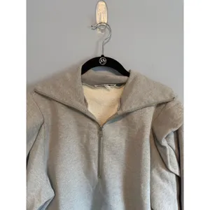 Frame Sporty Zip Sweatshirt Half Zip Funnel Neck Ruffle Wing Shoulders sz Large thumbnail 4