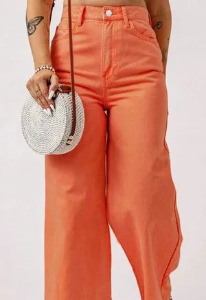 NWOT Wide Leg Orange Jeans thumbnail 1