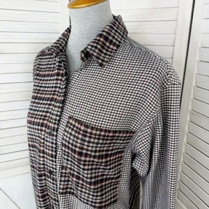Abercrombie & Fitch Oversized‎ Multi Plaid Flannel Shirt Brown XS Button Up thumbnail 5