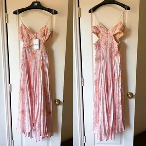 AMUR Lumi‎ Pleated Cutout Dress Peach Cheetah 6 NWT thumbnail 3