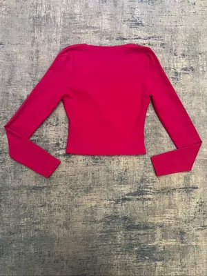 Aritzia Babaton Granita Hot Pink Contour V Neck Long Sleeve Top XS thumbnail 2